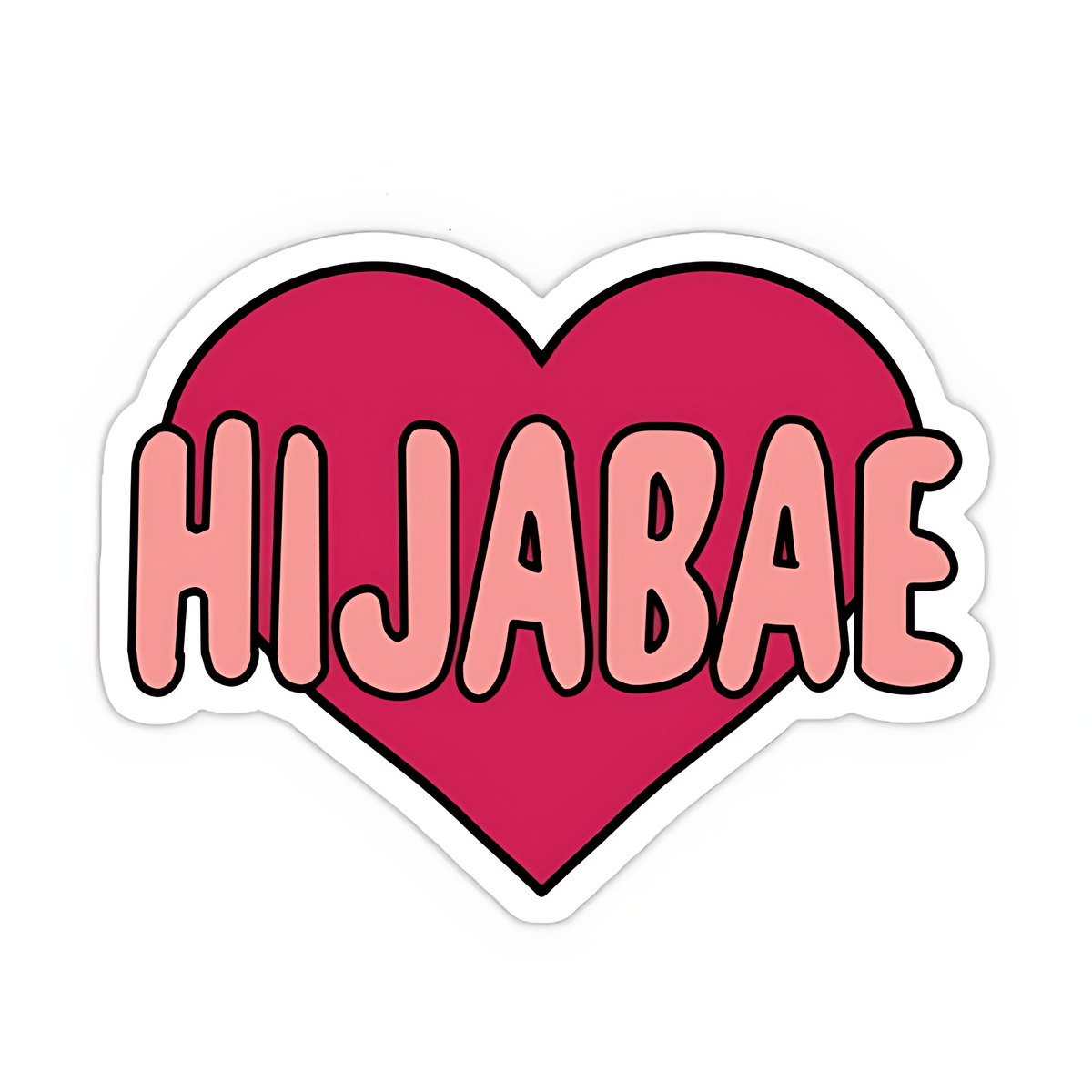 Hijabae Written on Pink Heart Sticker