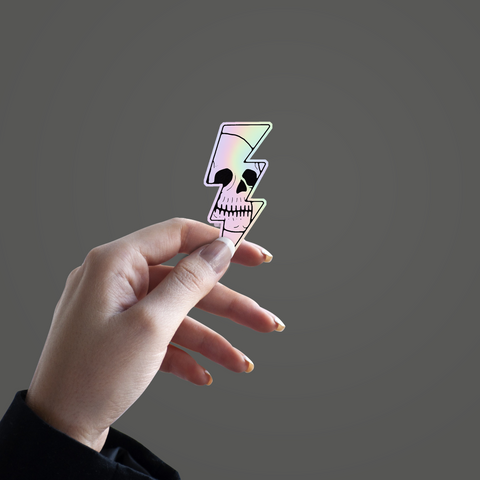 Skeleton in Lightning bolt  Holographic Sticker