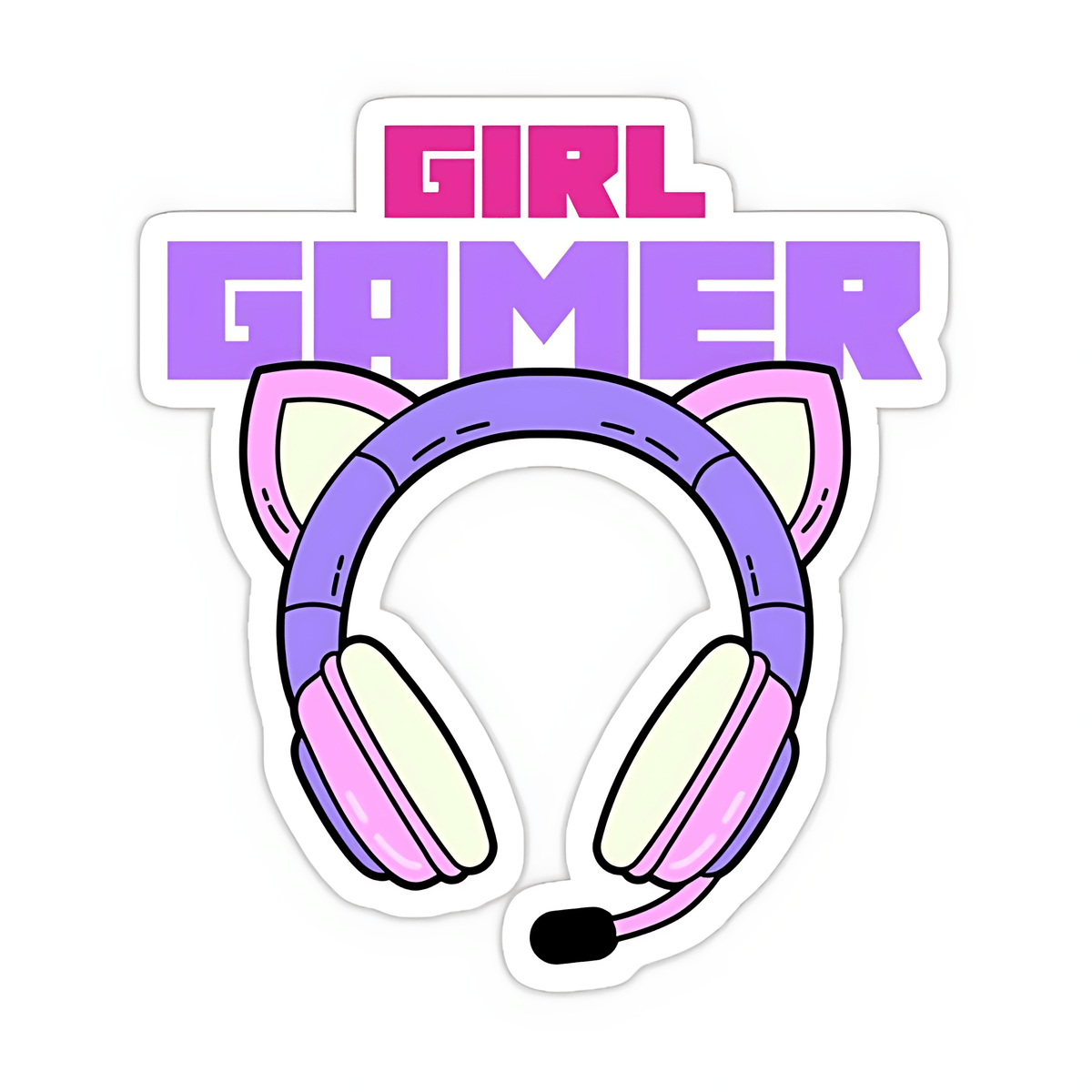 Girl Gamer with Headphone Sticker