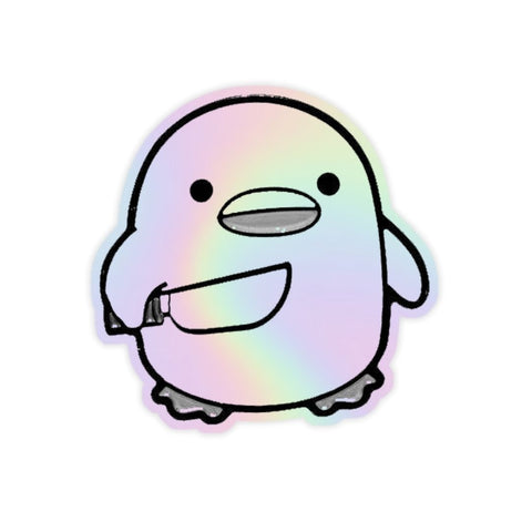 Cute duck with Knife  Holographic Sticker