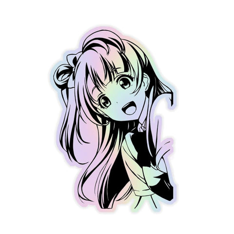 Japanese Anime Girl Holographic Sticker