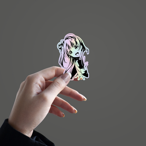 Japanese Anime Girl Holographic Sticker