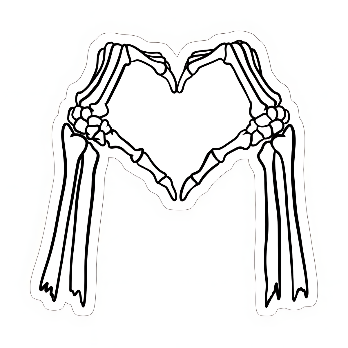 Skeleton Hands Making Heart Shape Sticker