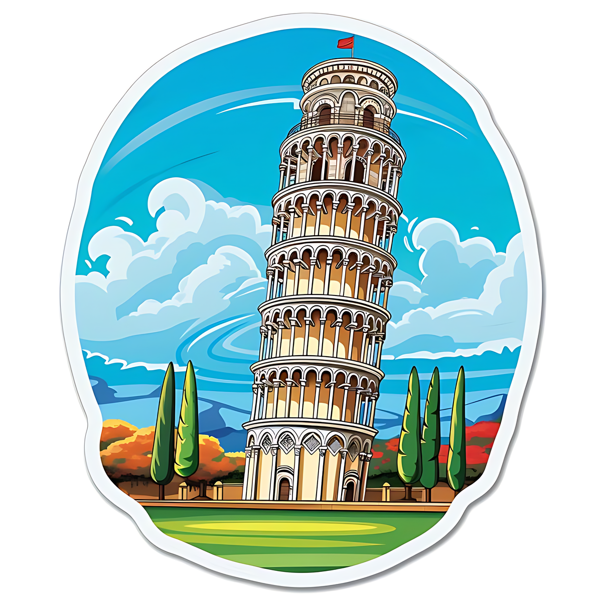 Vibrant Leaning Tower of Pisa Sticker