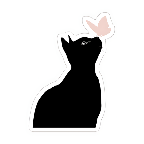 Black Cat nose kissing Sticker