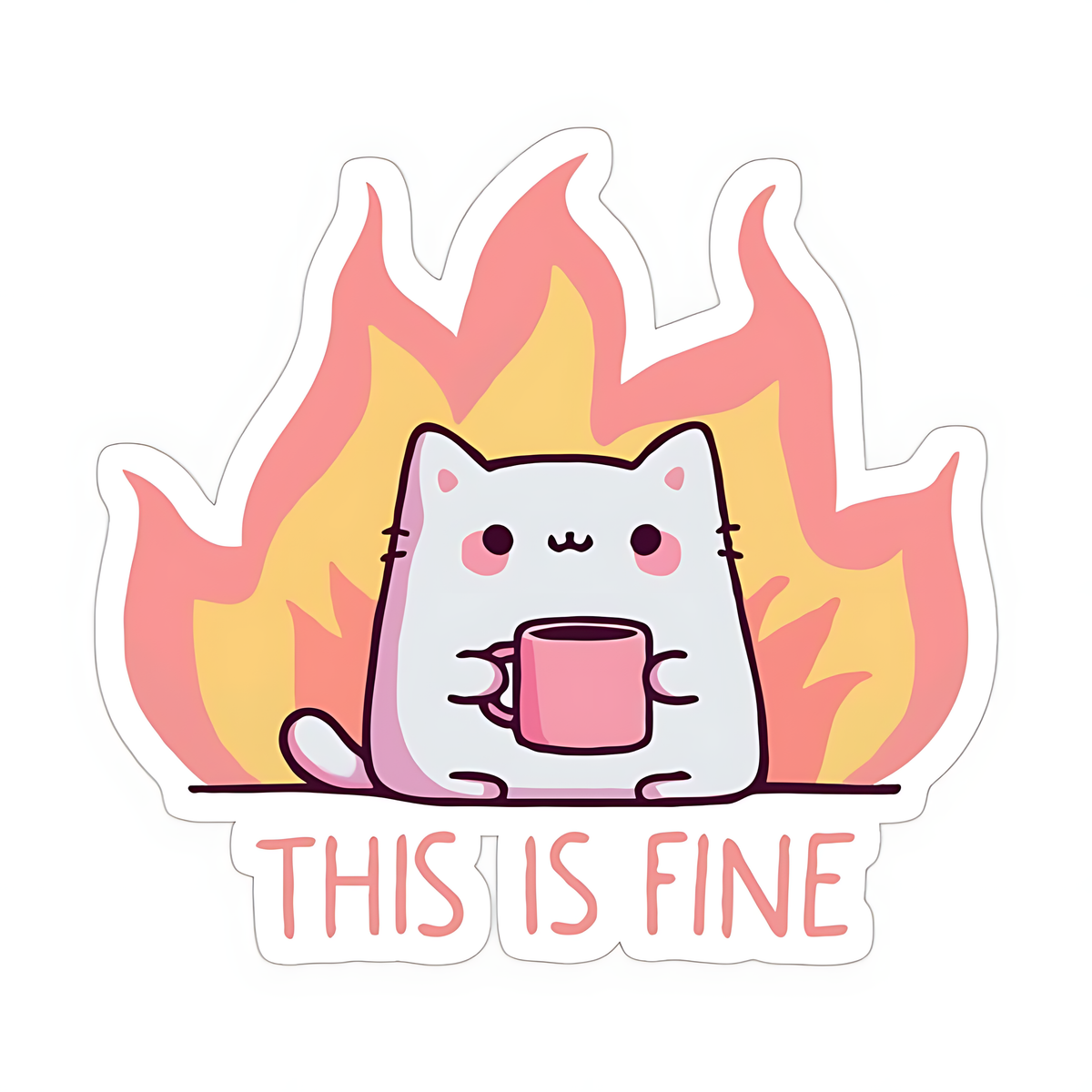 Cat "this is fine" Sticker