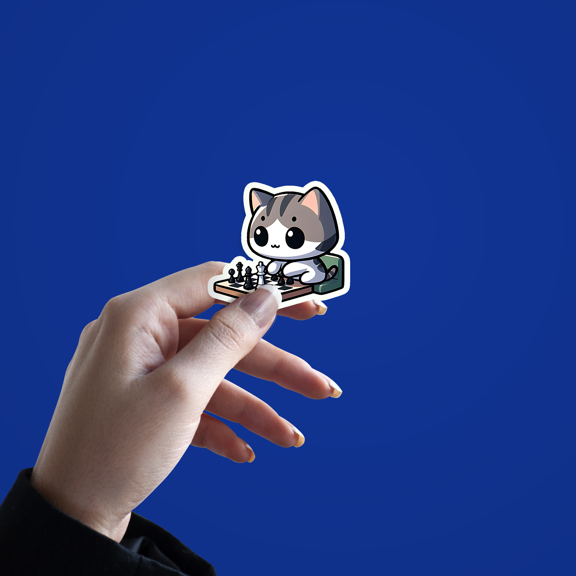 Cat playing Chess Sticker