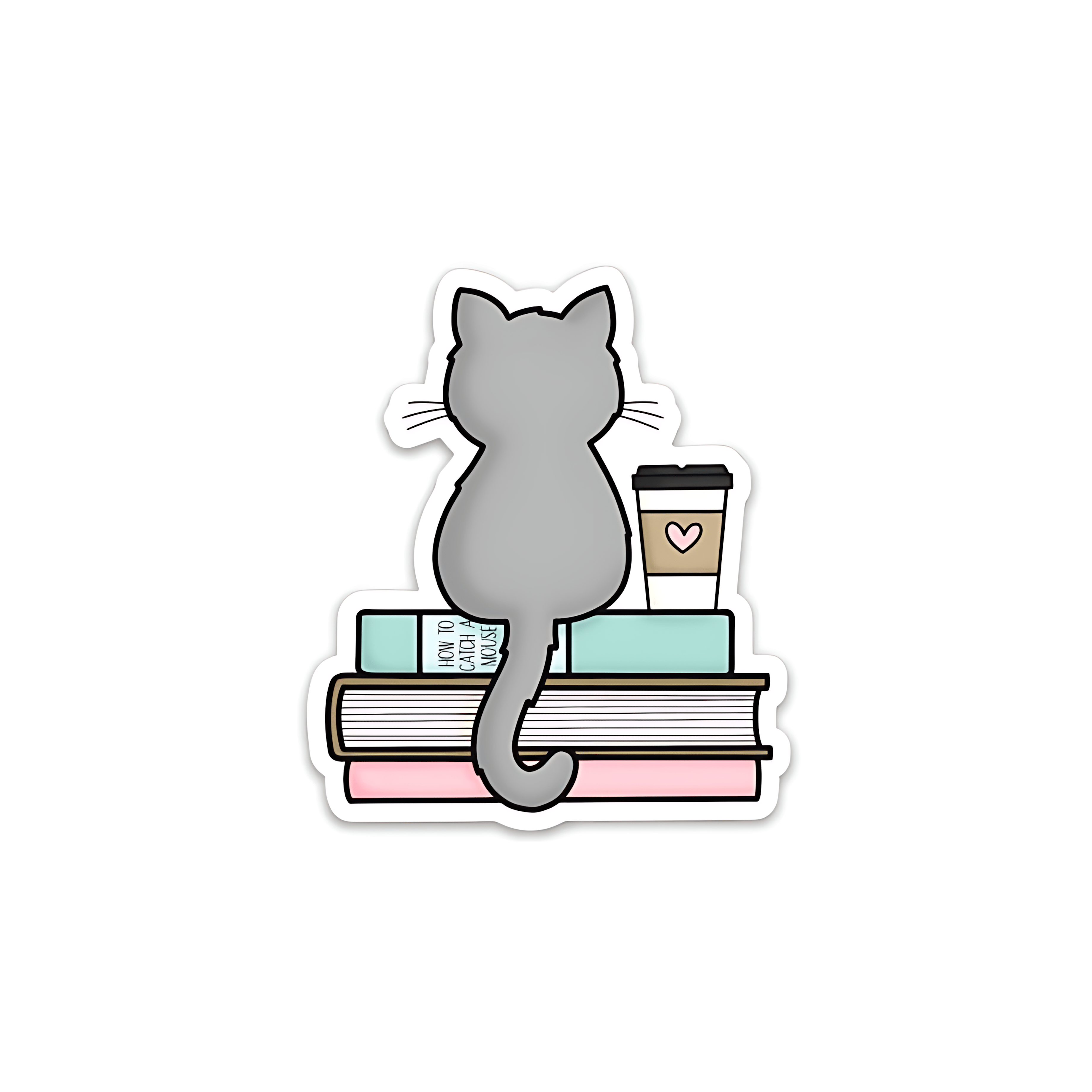 Cat Books And Coffee Sticker