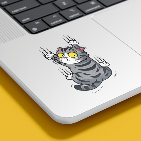 Grey Cat Scratching Sticker