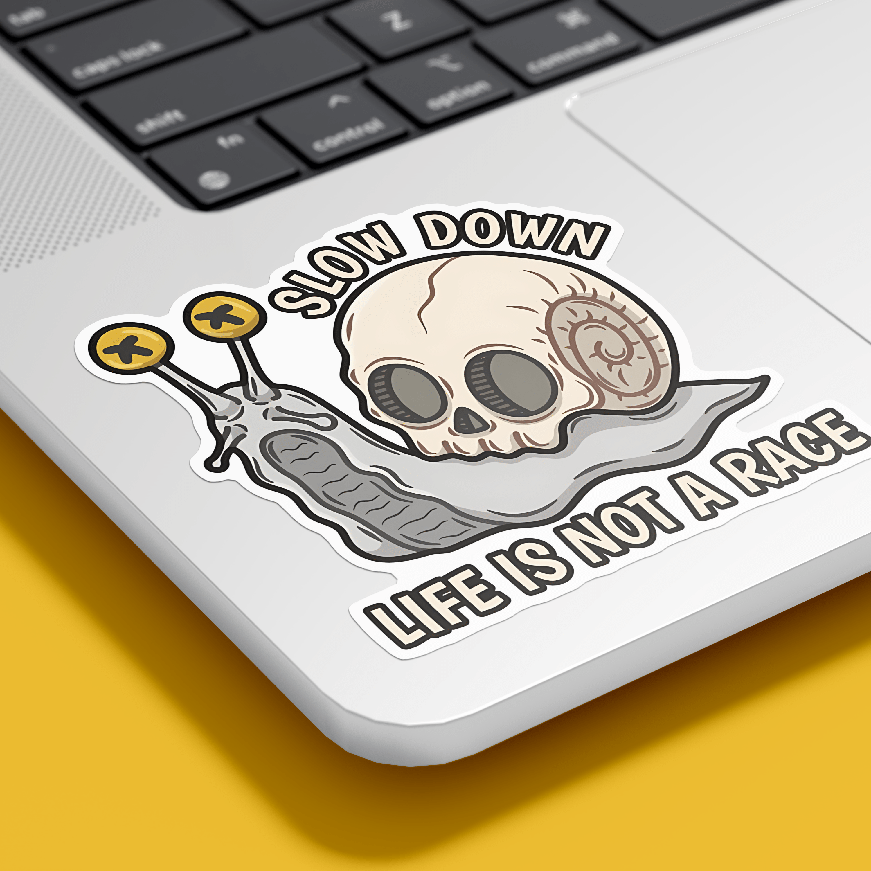 Slow Down Skeleton With Snail Sticker