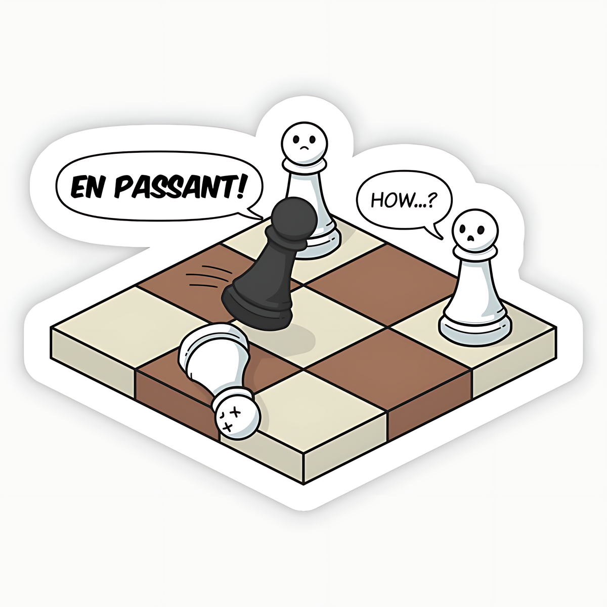 Funny En Passant Chess Comic Sticker