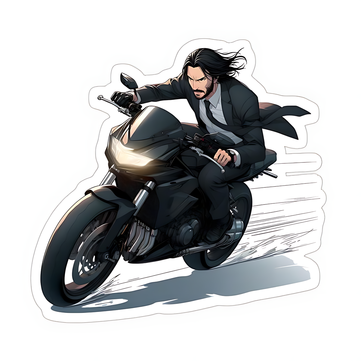 John Wick bike anime_ Sticker