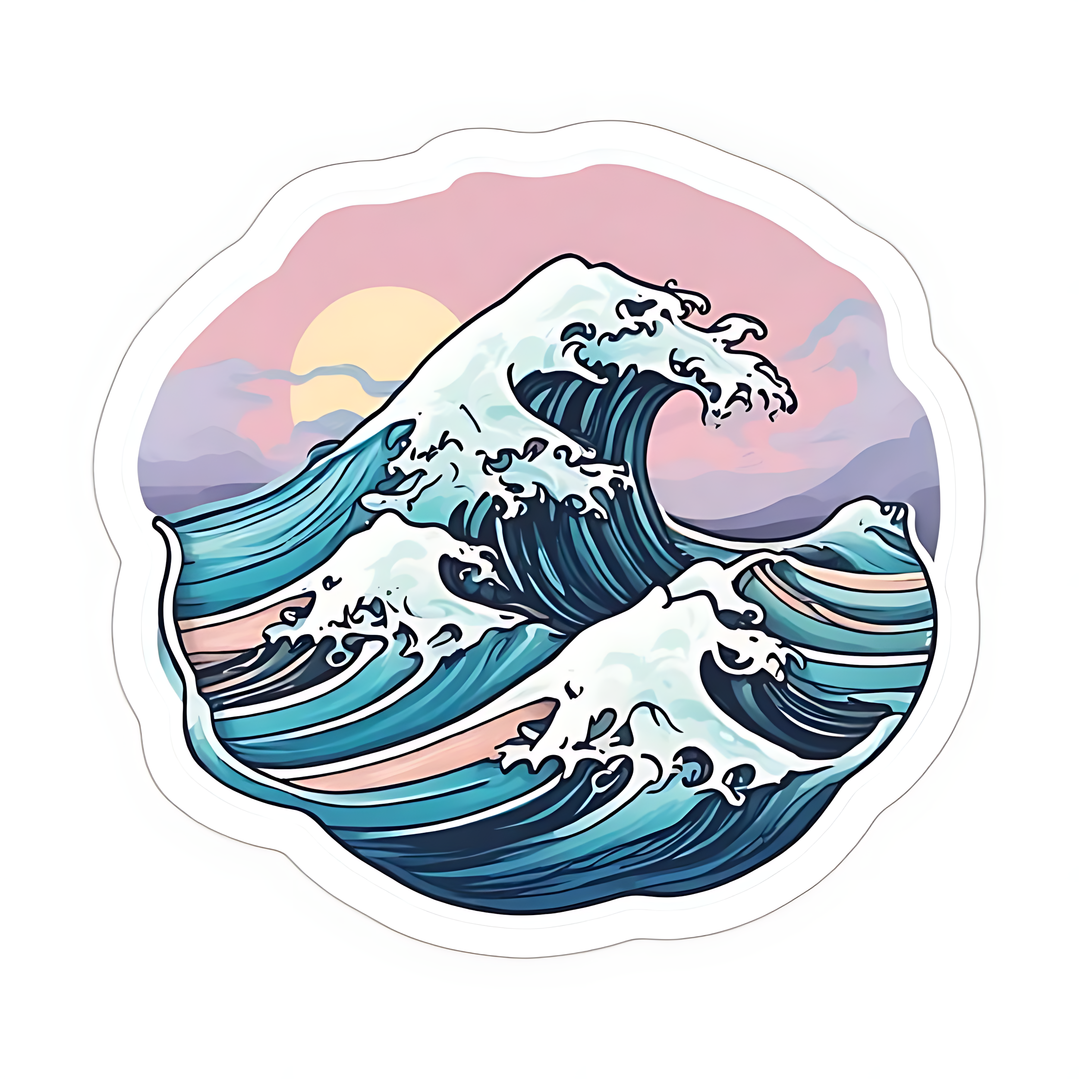 Ocean Waves Round Sticker