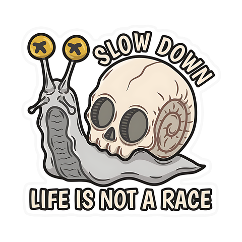 Slow Down Skeleton With Snail Sticker