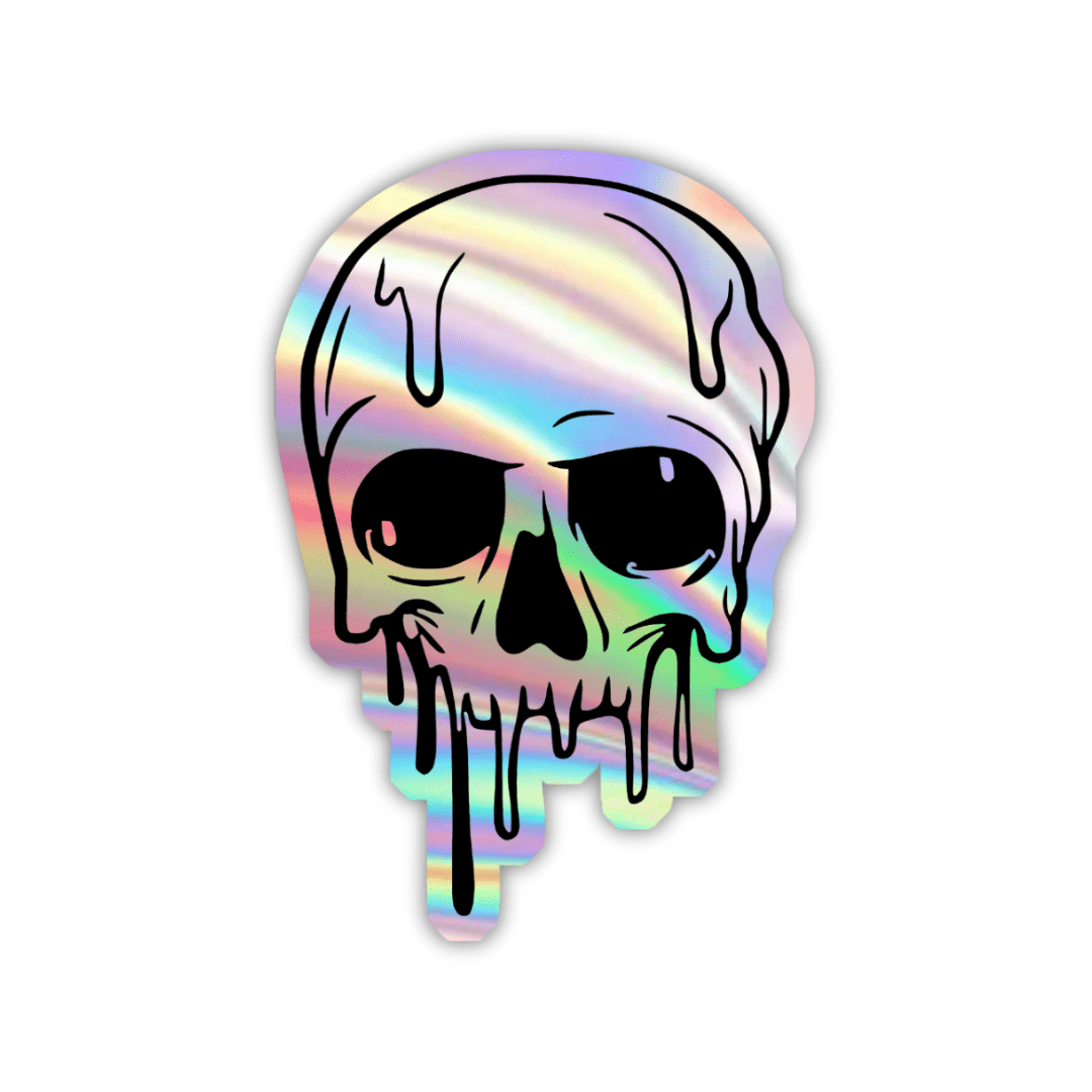 Melting Skull Holographic Sticker