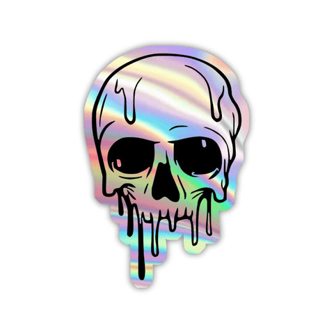 Melting Skull Holographic Sticker