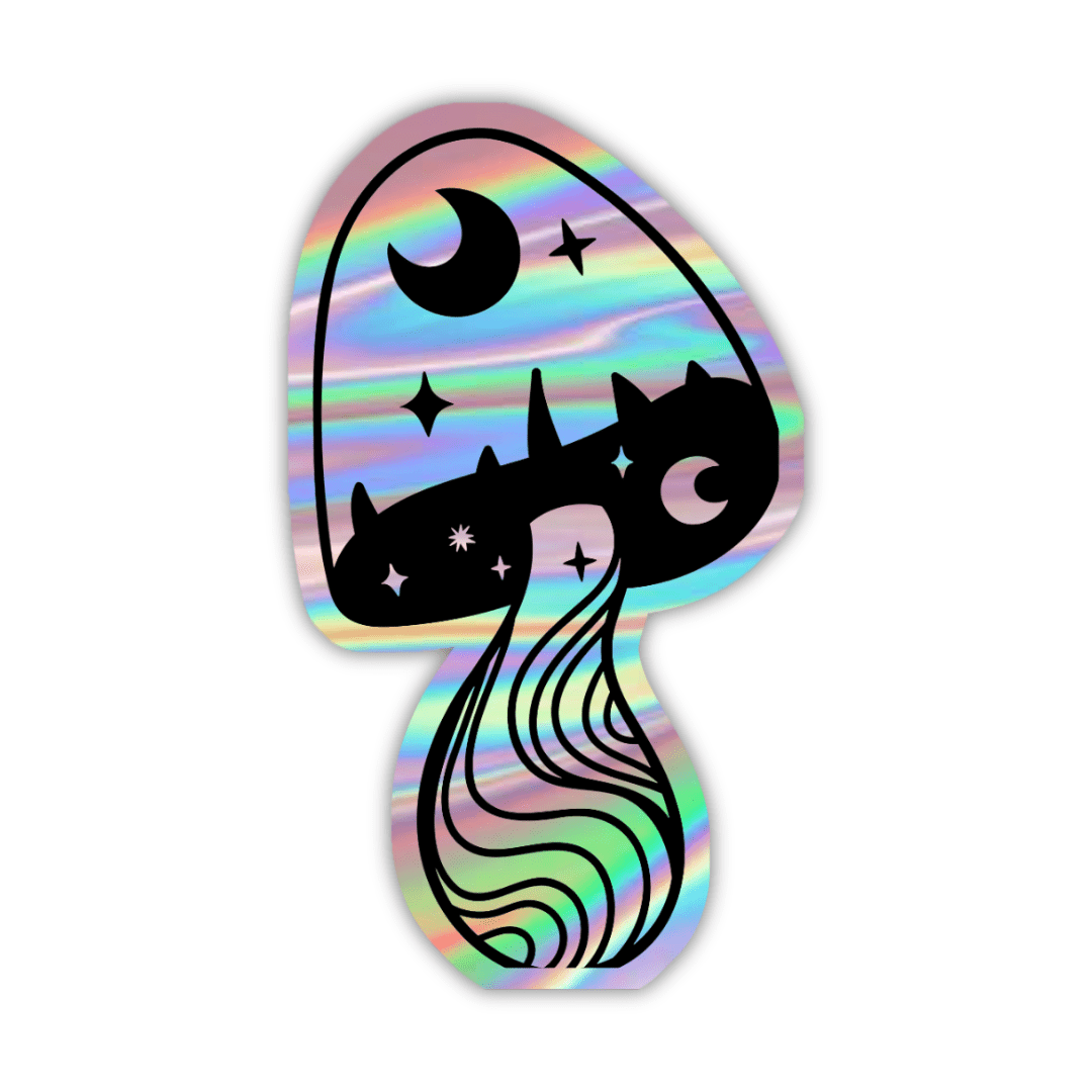 Aesthetic Mashroom Holographic Sticker