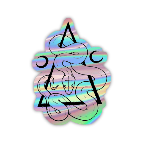 Snake on Triangle Holographic Sticker