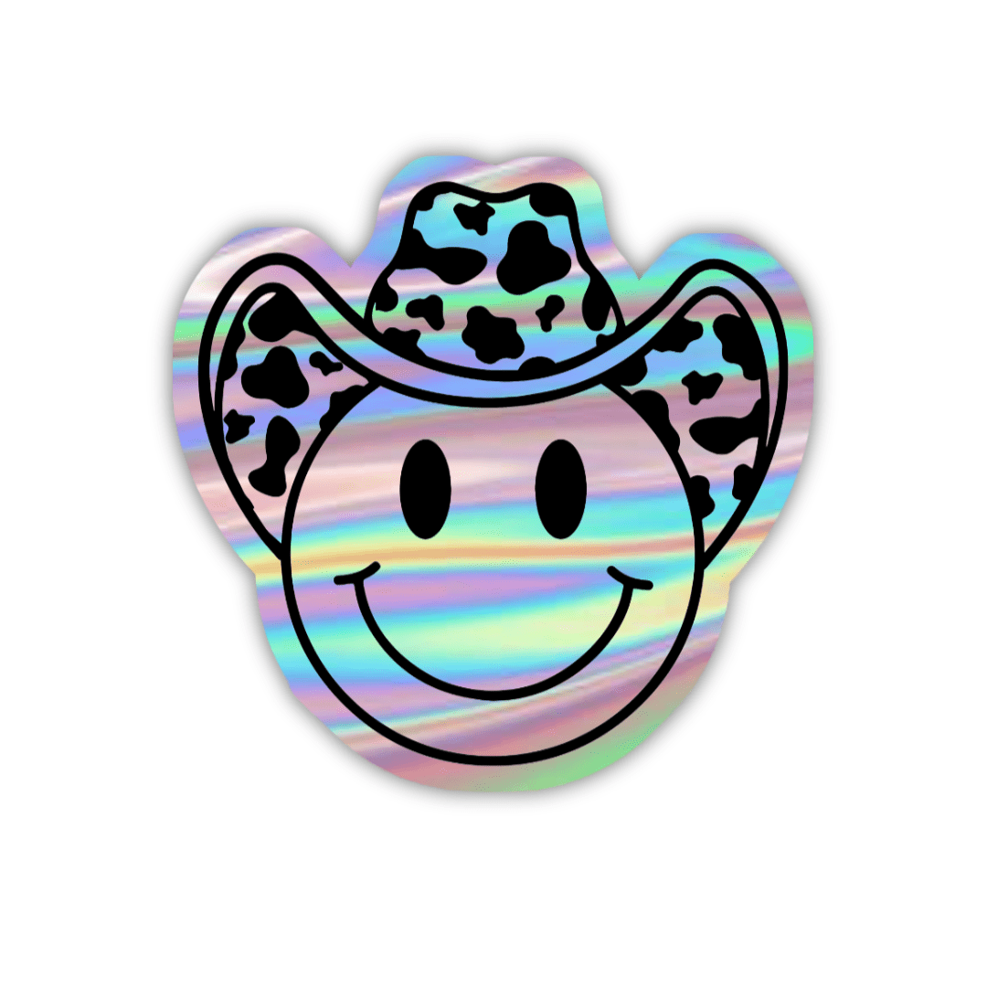 Smiley with Hat Holographic Sticker