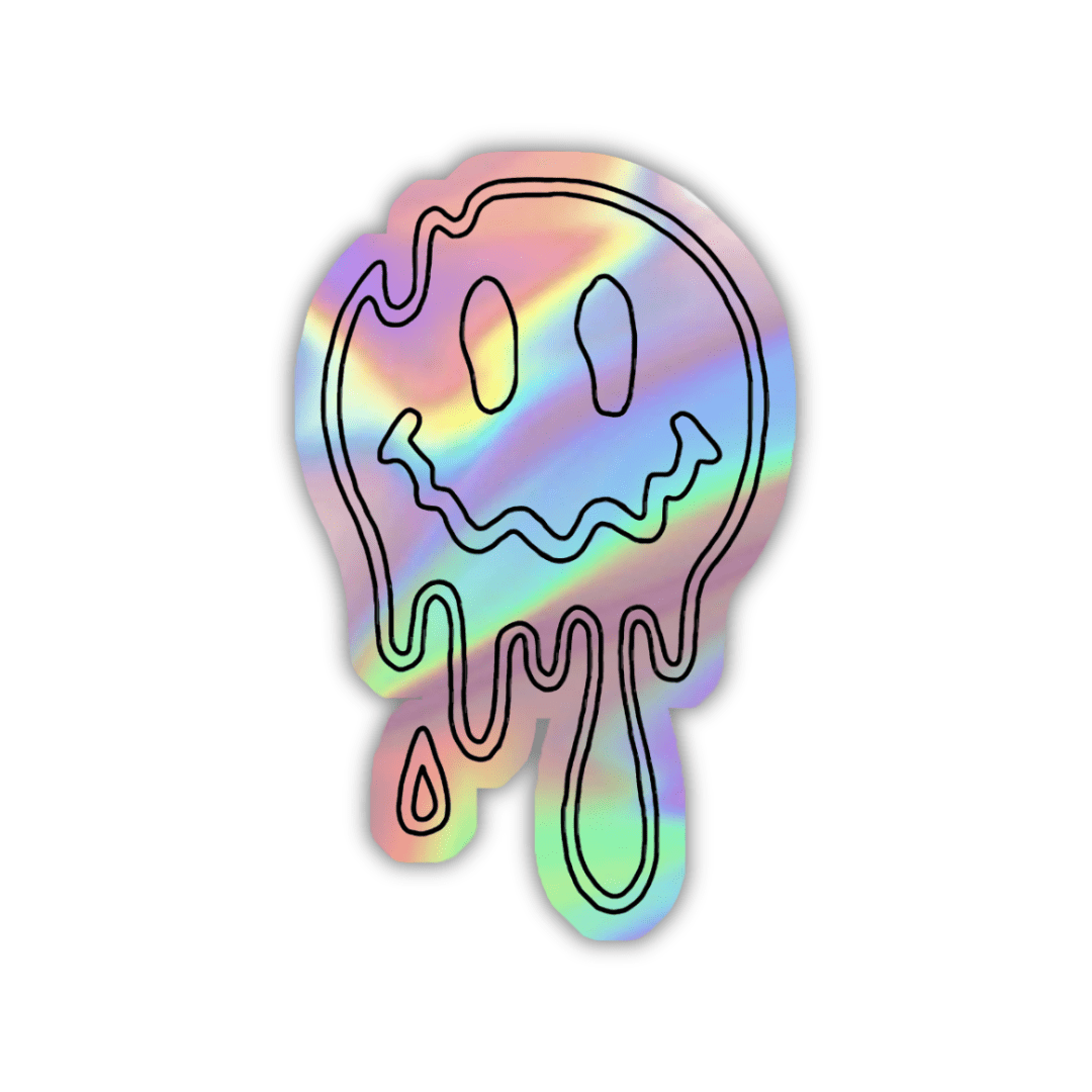 Melting Smiley Emoji Holographic Sticker