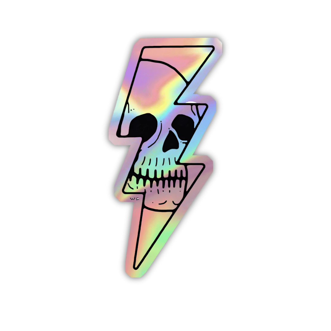 Lightning Skull Holographic Sticker