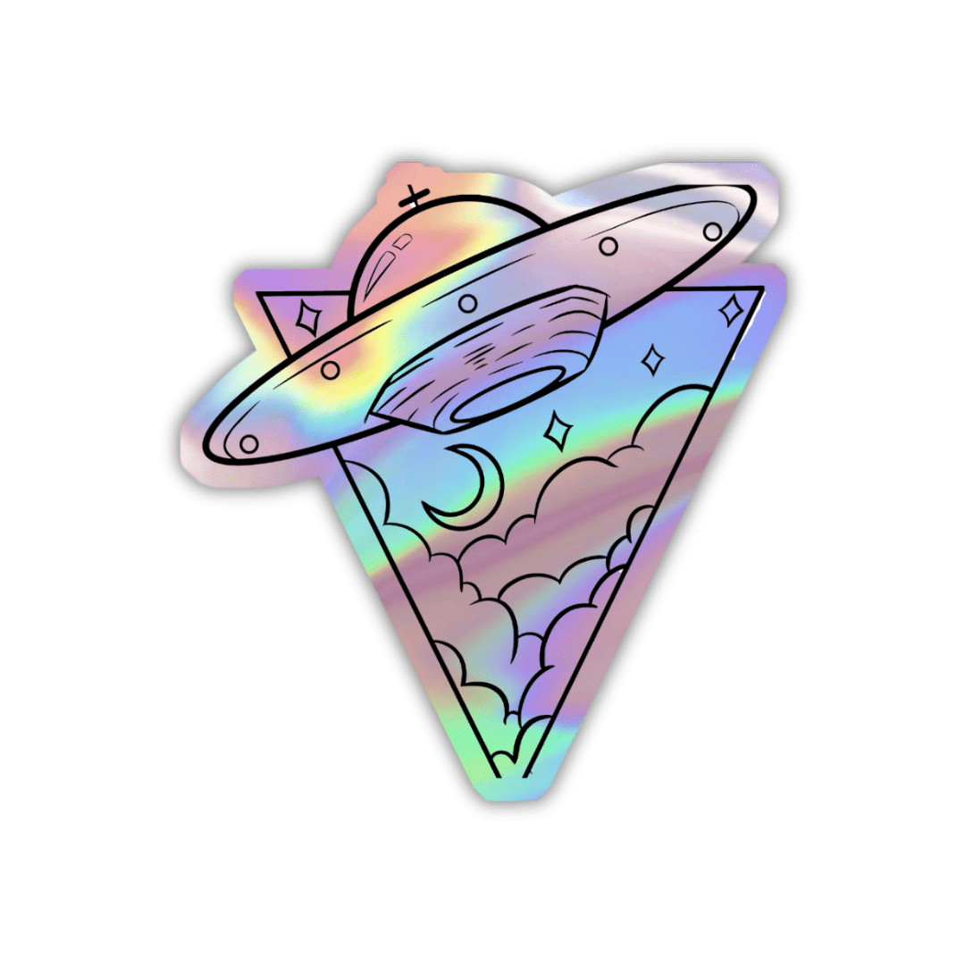 Alien Spaceship (UFO) Holographic Sticker