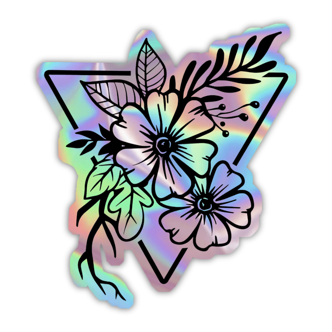 Triangle of Flowers Holographic Sticker