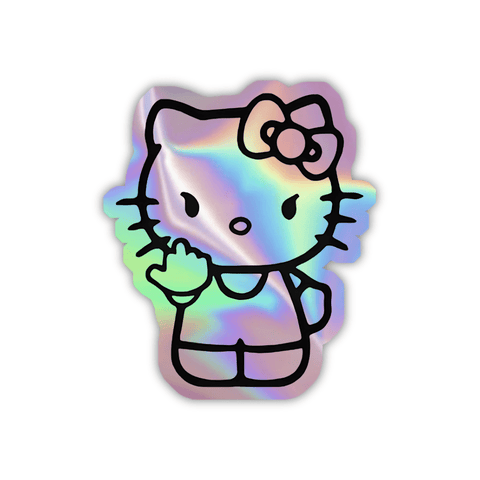 Angry Kitty Holographic Sticker