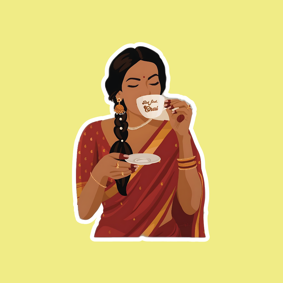 Indian Girl with Tea Sticker