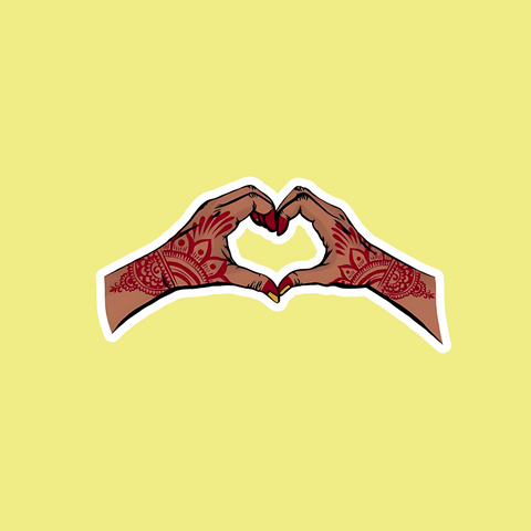 Indian hand making heart Sticker