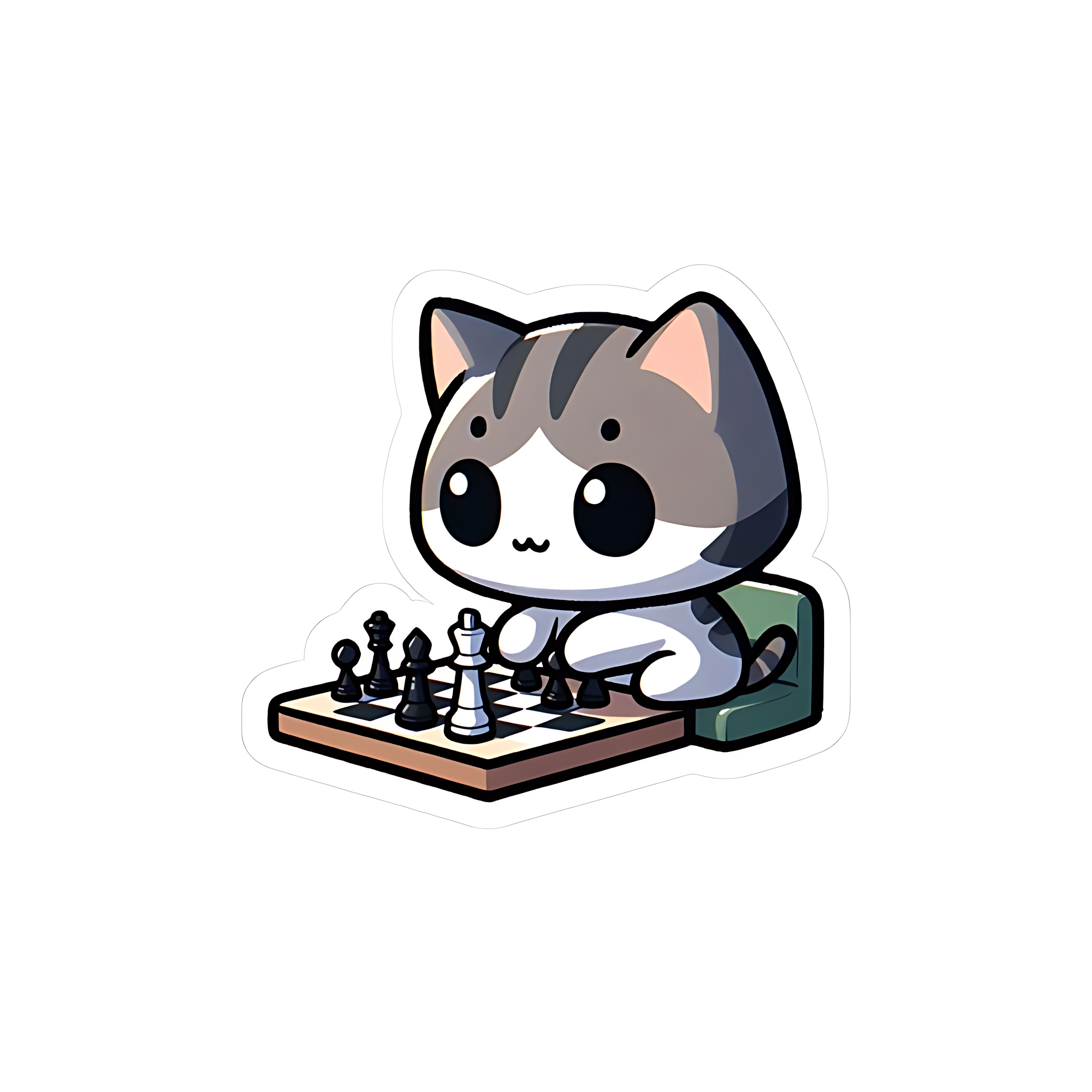 Cat playing Chess Sticker