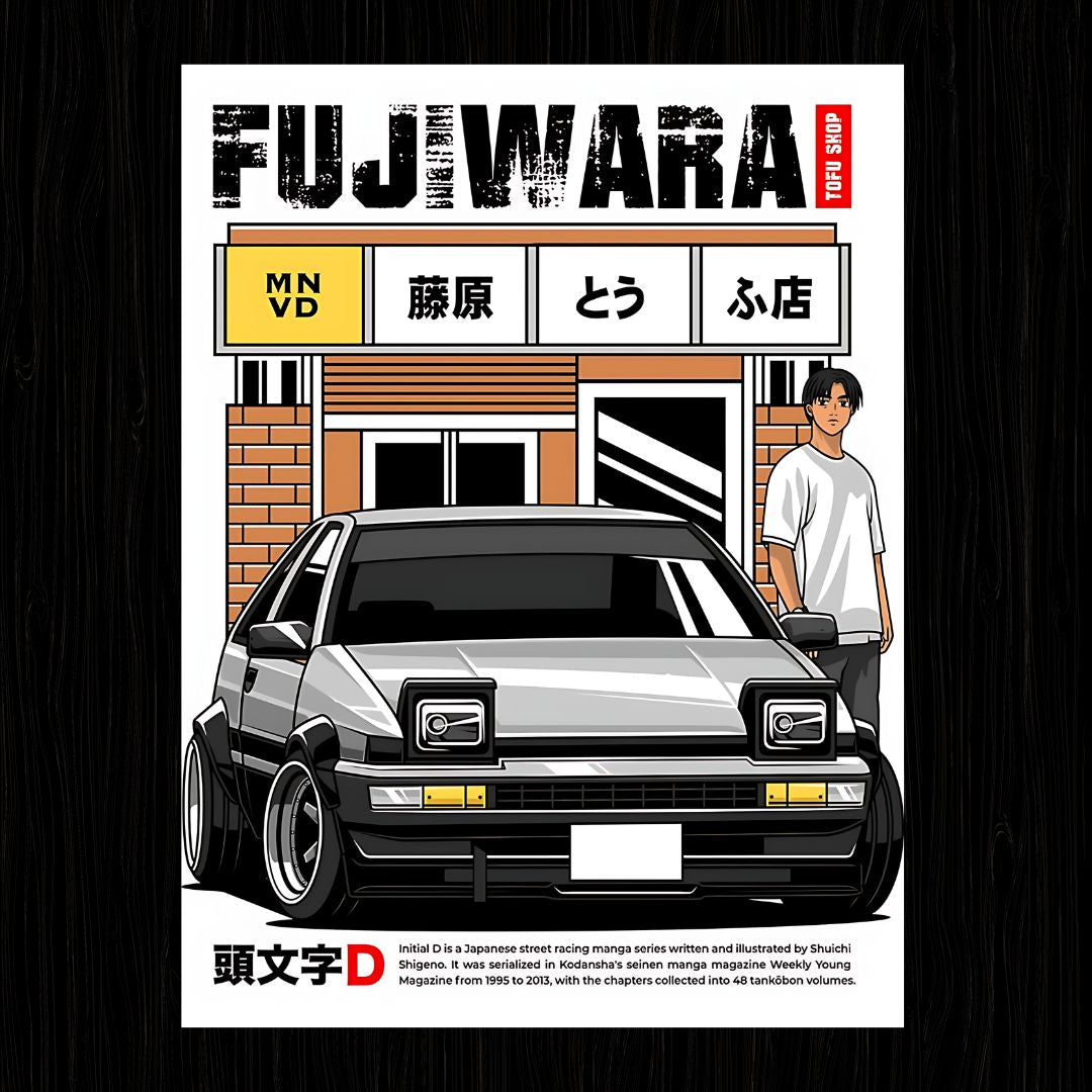 FUJIWARA JAPANESE CAR WITH MAN Poster