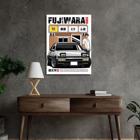 FUJIWARA JAPANESE CAR WITH MAN Poster