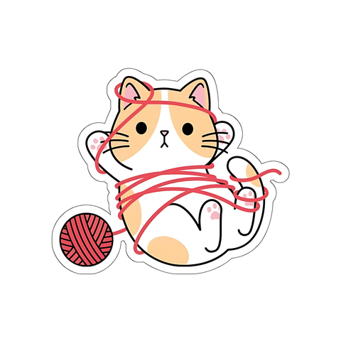 Cute Kitten With Woollen Sticker