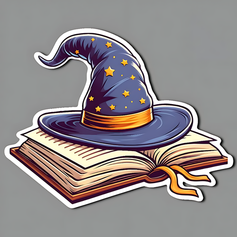 Witch Hat With Book Sticker