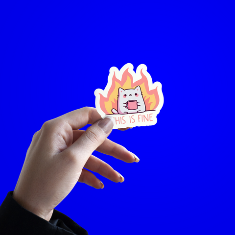 Cat "this is fine" Sticker