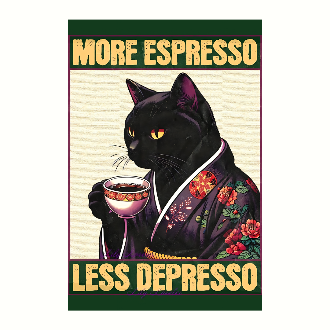 More espresso less depresso cat poster