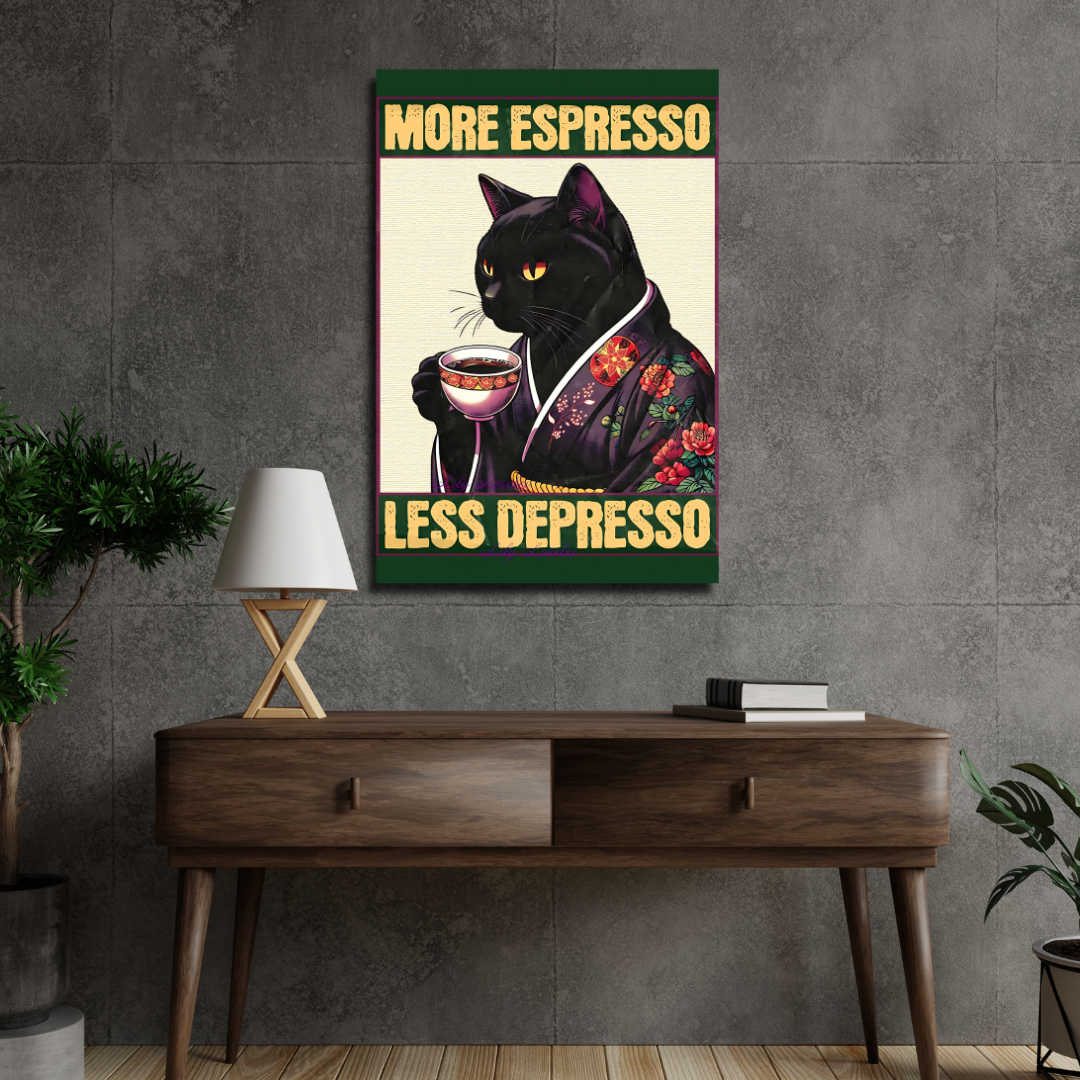 More espresso less depresso cat poster